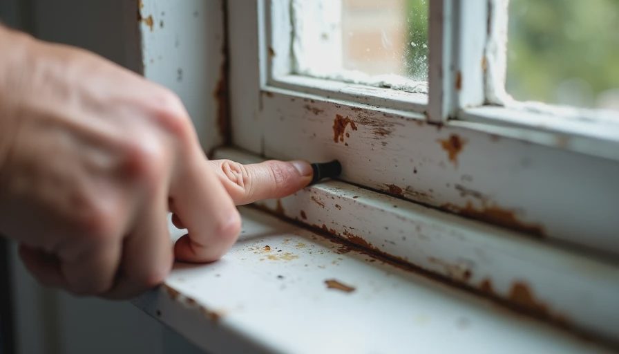 Checking wood window frames for decay before deciding on repair or replacement Homeowner or inspector checking the lower rail of an older wood window frame for soft spots and decay.