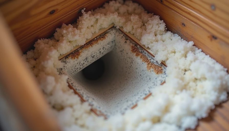 Soffit vents blocked by insulation in an older home attic, a common cause of poor ventilation.