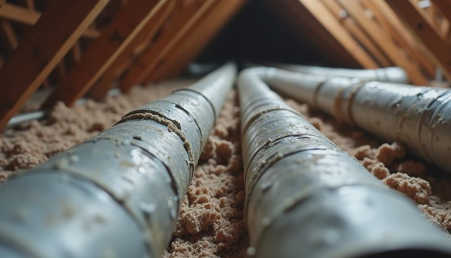 Duct losses in unconditioned spaces that undermine new HVAC performance Leaky or uninsulated ducts running through an older home attic, reducing the effectiveness of new HVAC equipment.