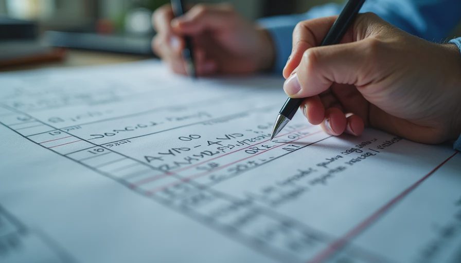 Homeowner reviewing a detailed contractor proposal and notes for work on an older home before signing.