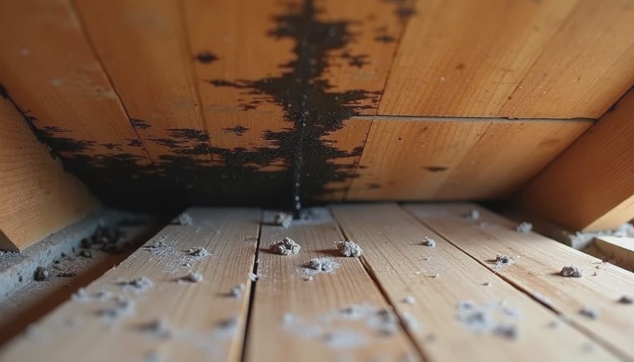 Visual differences between roof-leak paths and condensation moisture in an attic Side-by-side comparison view of concentrated leak staining versus diffuse condensation moisture on older roof decking.