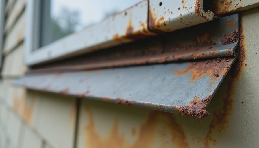 Failed or missing flashing at a window or roof-to-wall intersection on an older home, a common path for moisture behind siding.