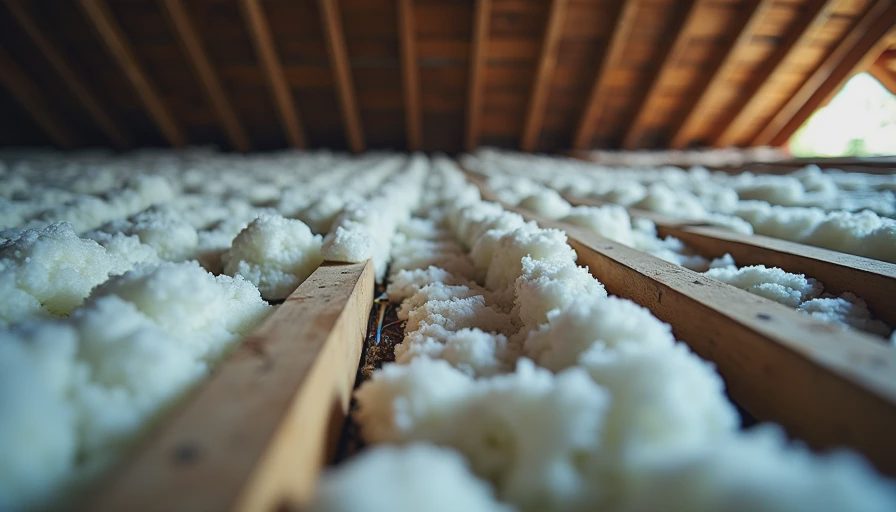 Attic insulation levels that contribute to uneven temperatures in older homes Attic of an older home showing thin or incomplete insulation, a common reason the upper floor stays too warm.