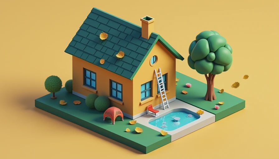 Illustration for overflowing gutters